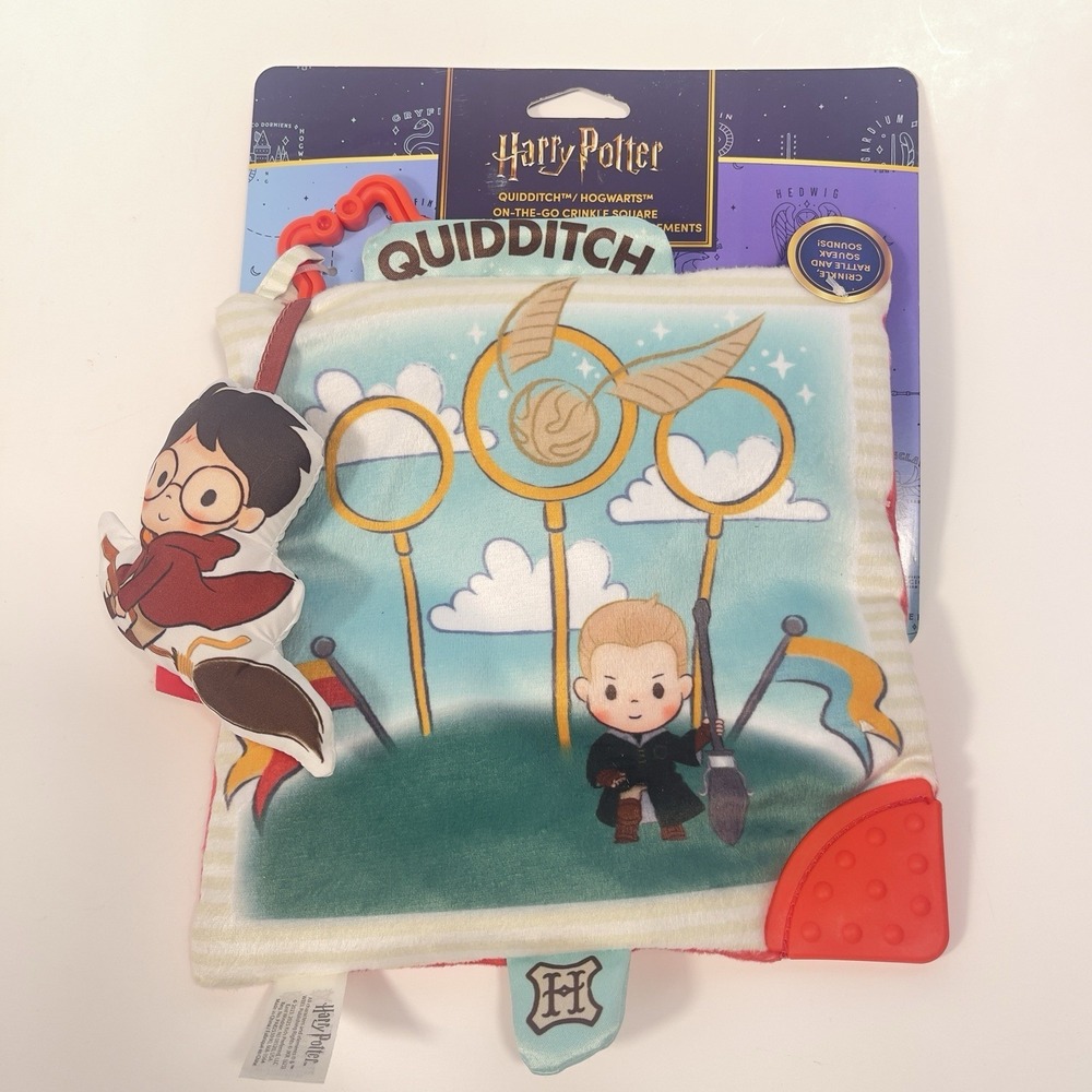 Harry Potter Quidditch On-The-Go Crinkle Square Baby Lovey Teether Plush NWT‎